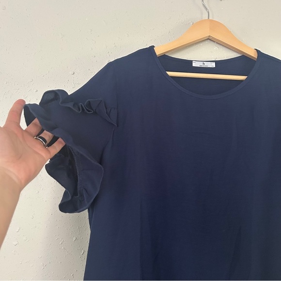 Elegant Navy Ruffle Sleeve Dress Casual Formal Lightweight Mini Summer XXL - Picture 4 of 7